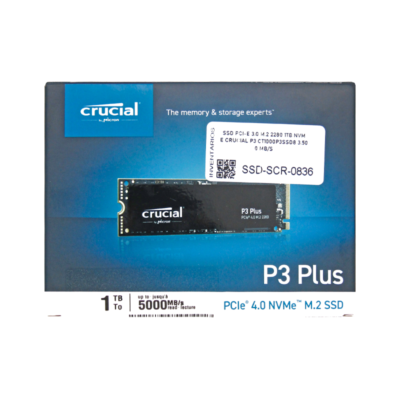Disco de estado Sólido SSD PCI-E 4.0 M.2 2280 1TB NVME CRUCIAL P3 PLUS CT1000P3PSSD8 5.000 MB/S