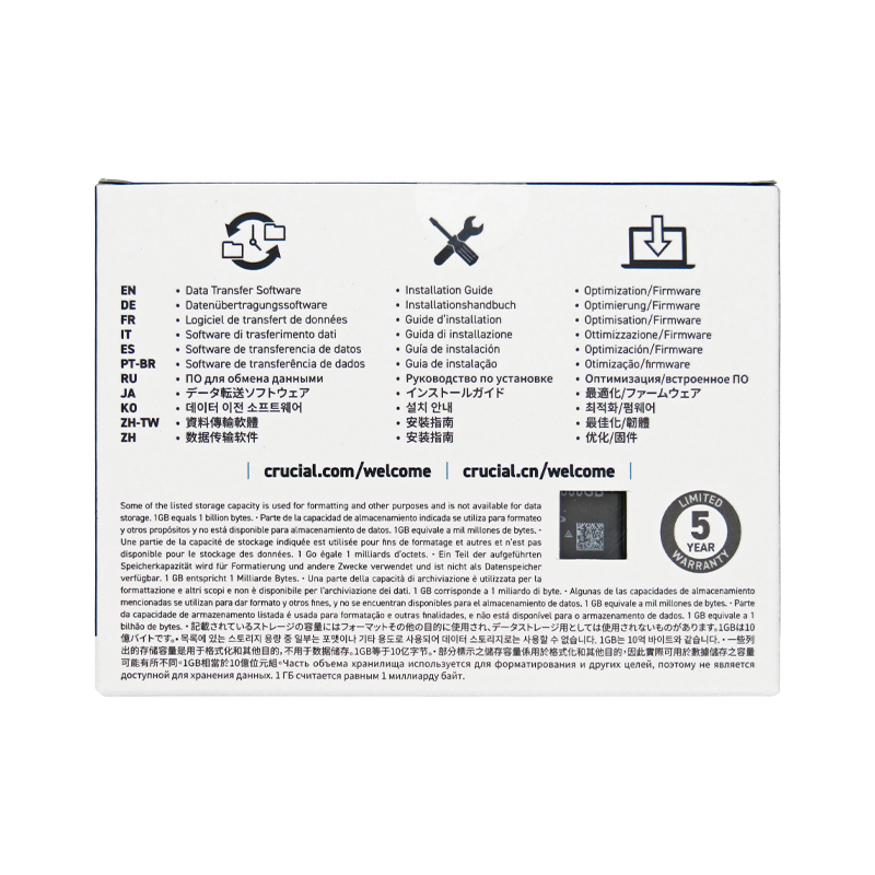 Disco de Estado Sólido SSD PCI-E 4.0 M.2 2280 2TB NVME CRUCIAL P3 PLUS CT2000P3PSSD8 R/W 5000/4200 MBs