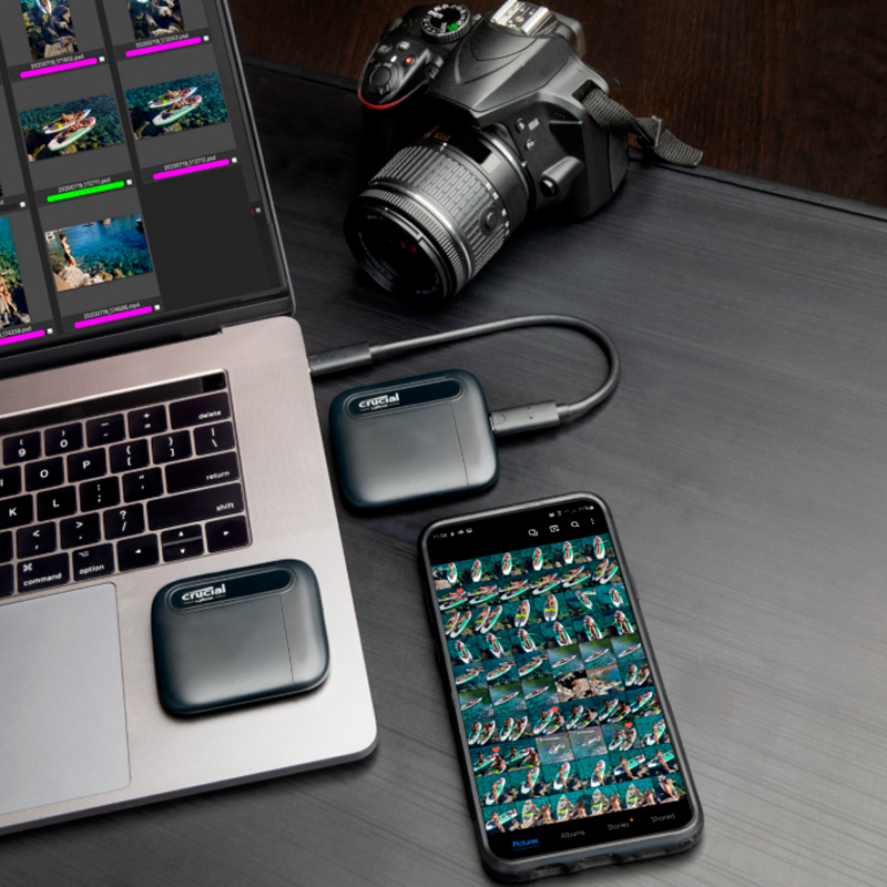 SSD externo USB 3.2 TIPO C 4TB EXT. CRUCIAL X6 CT4000X6SSD9 800MB/s (NEGRO)