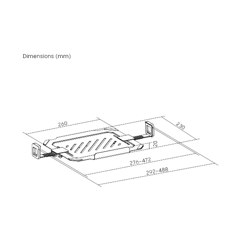 Base Universal Ajustable para LAPTOPS 12-16" VESA, NEGRA, ACERO, NBH-8 XUE®