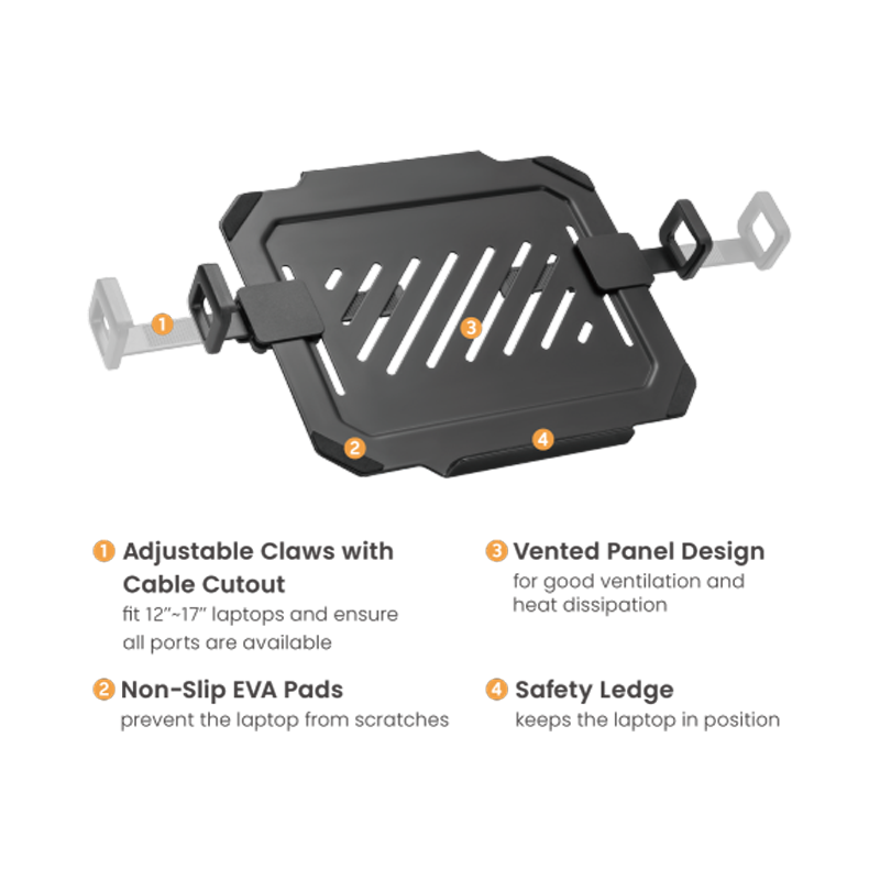 Base Universal Ajustable para LAPTOPS 12-16" VESA, NEGRA, ACERO, NBH-8 XUE®